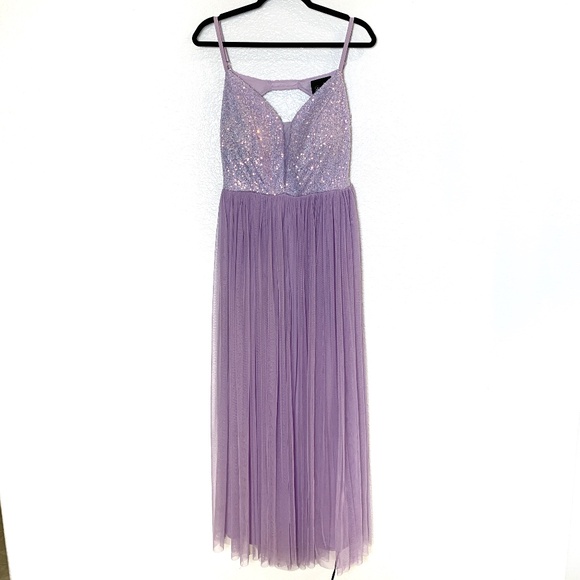 Lovely Grace Dresses & Skirts - Lovely Grace Purple Sequin Gown Large Sequins Tulle Maxi Dress Lilac Lavender